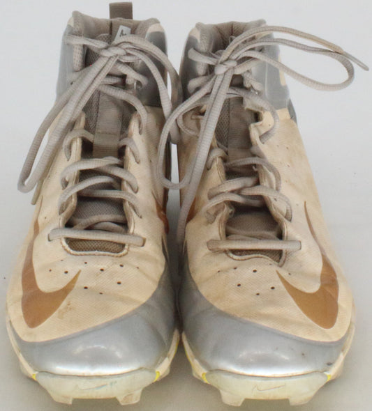Nike Huarache Fastflex White Silver and Gold Baseball Cleats