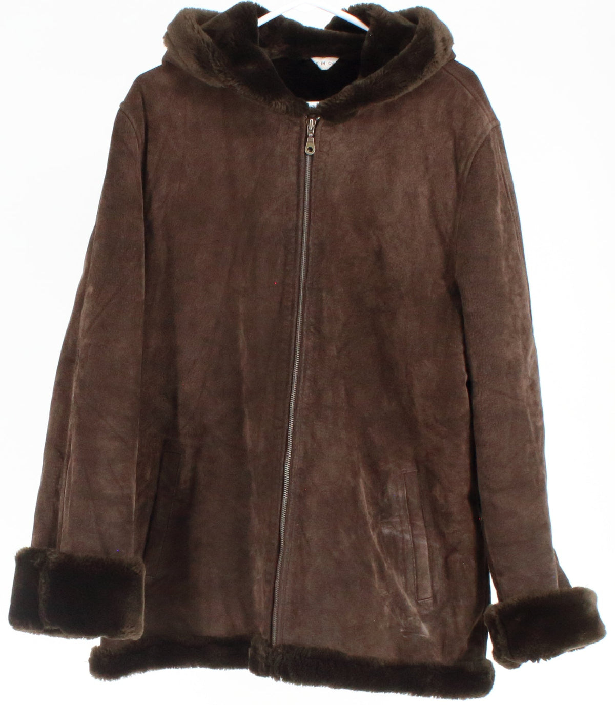 Marvin Richards Brown Leather Women's Hooded Coat