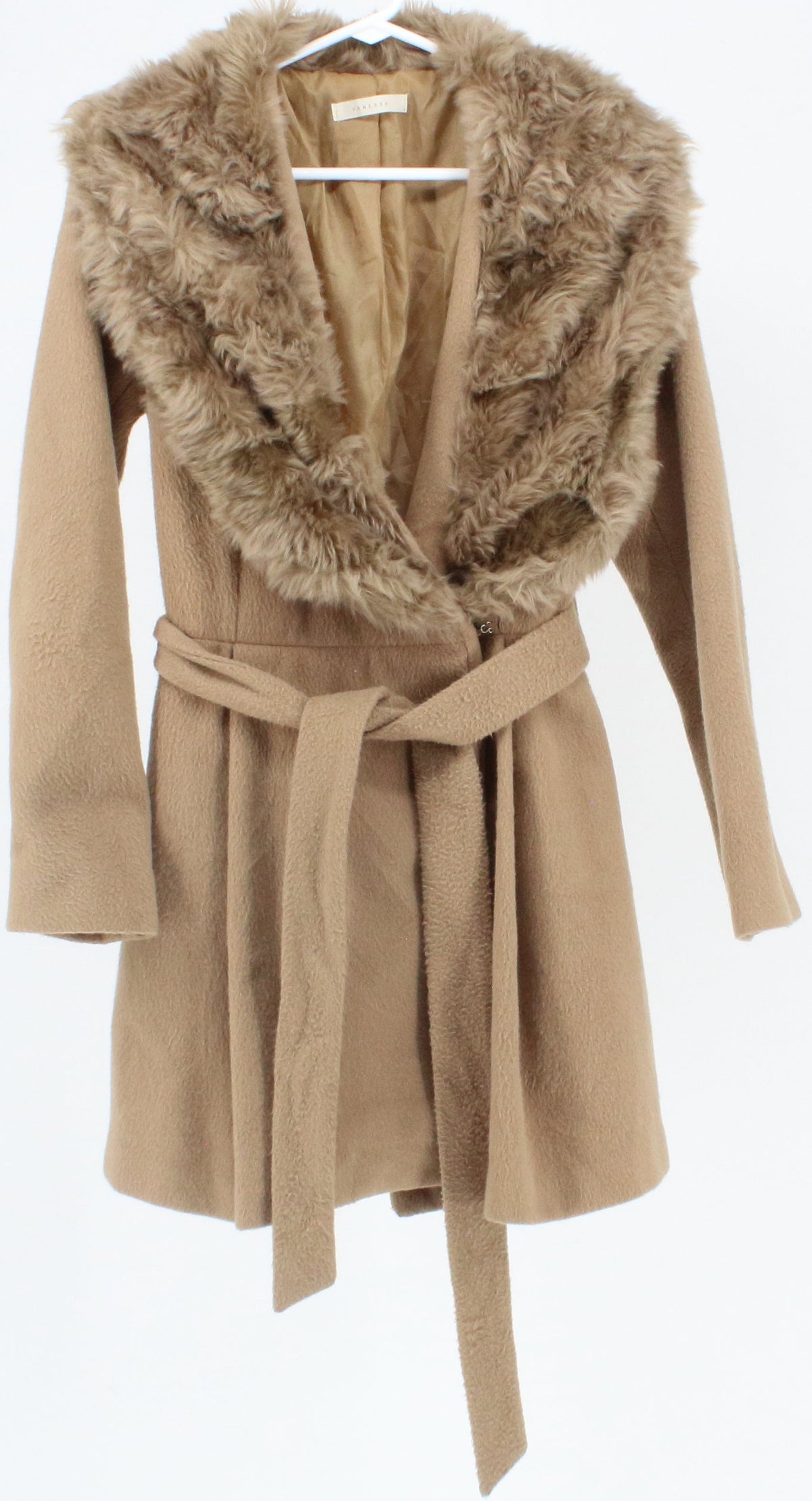 Vanessa Khaki Women's Coat With Fur Collar