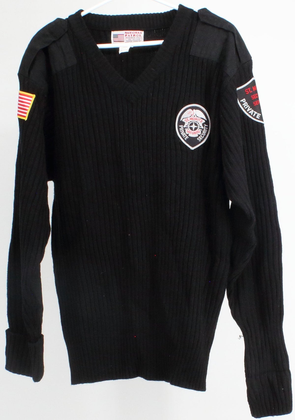 National Patrol Black USA V-Neck Sweater