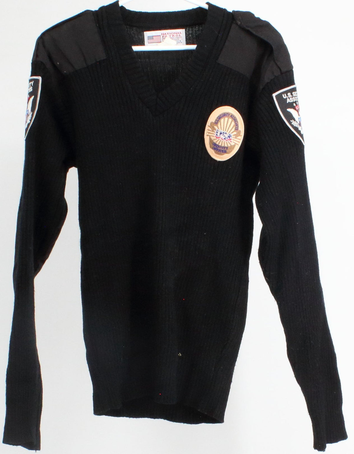 National Patrol Black Security Officer V-Neck Sweater