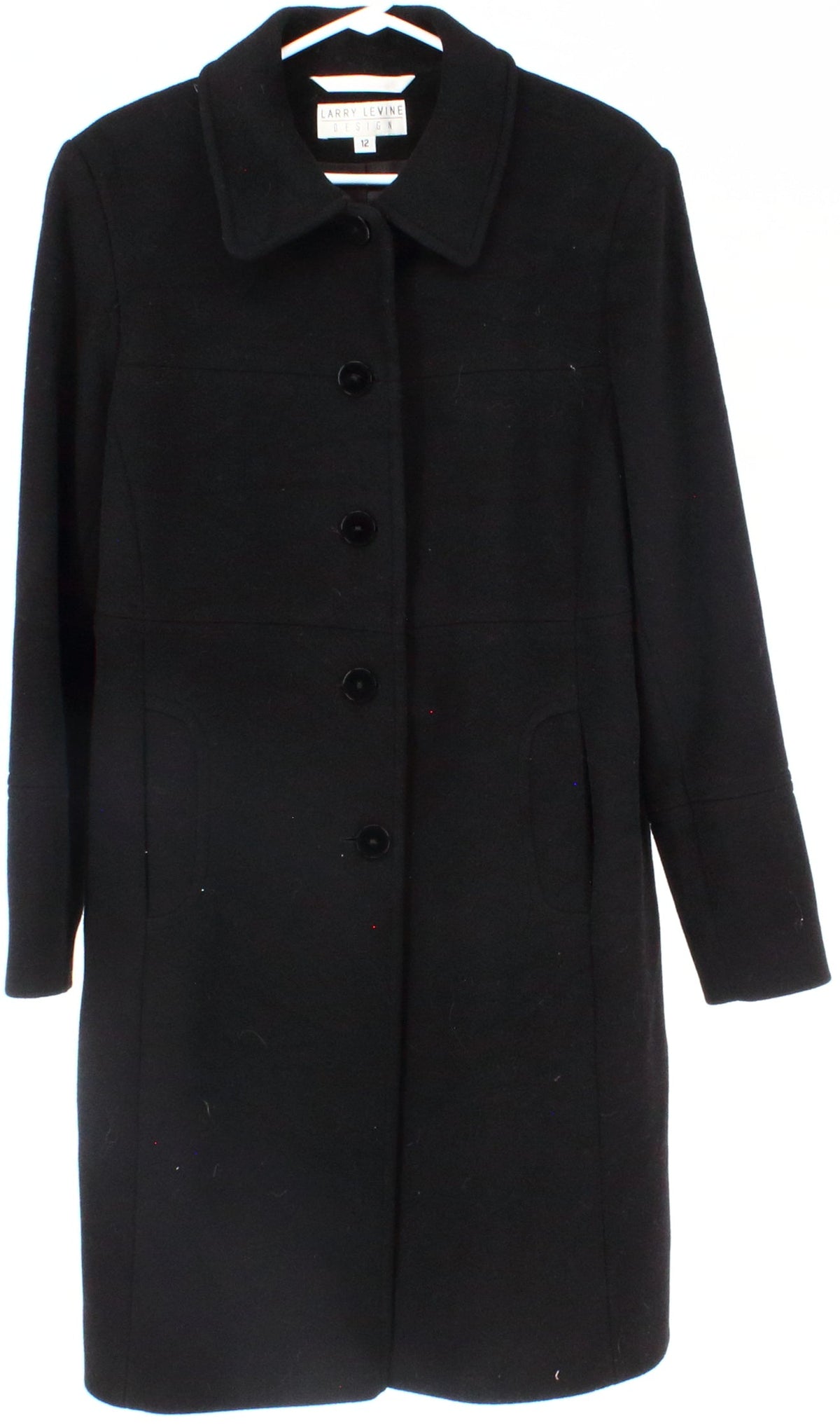 Shop Larry Levine Design Women's Black Wool Coat