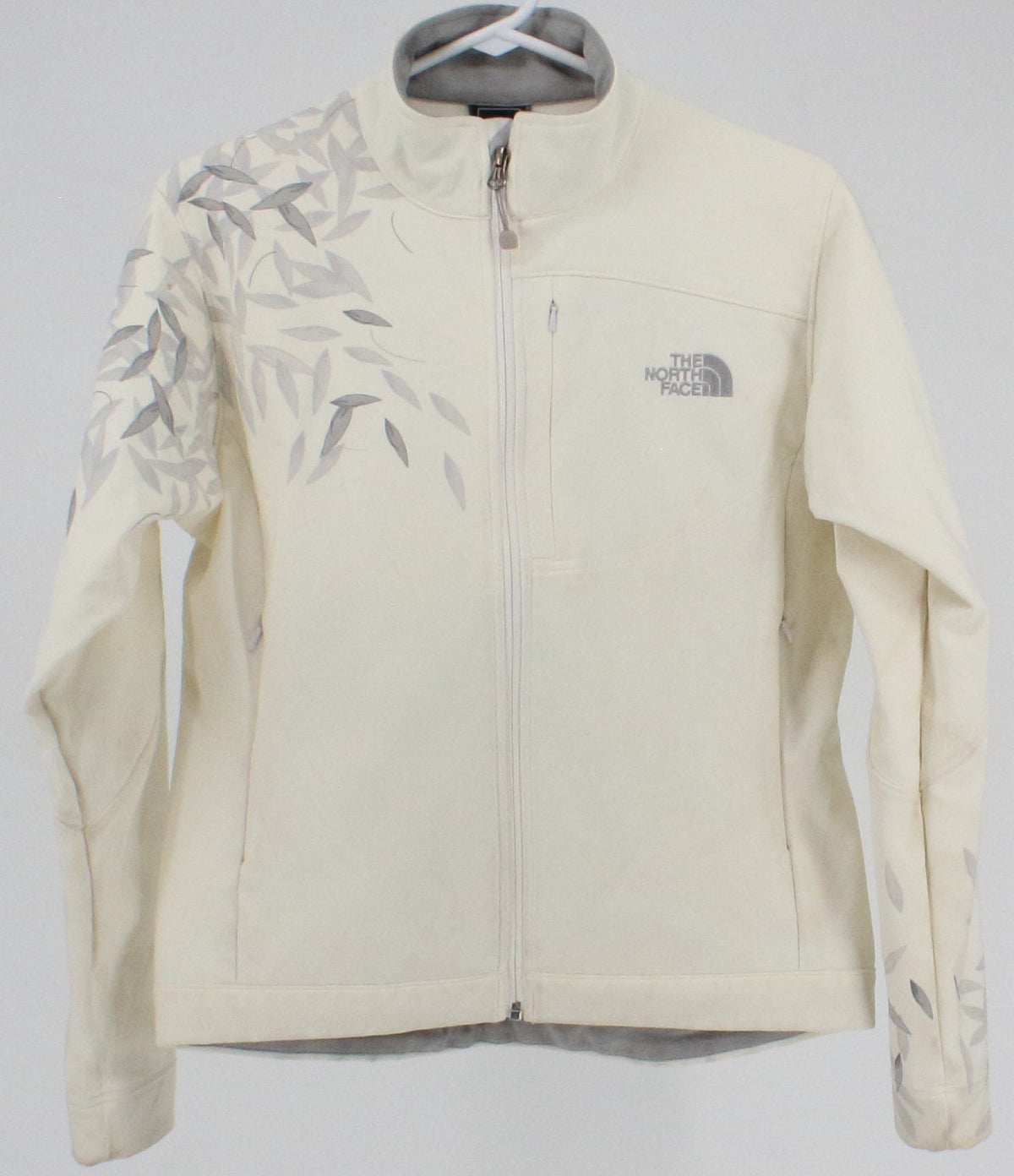 The North Face Off White Women's Jacket With Grey Leaves Print