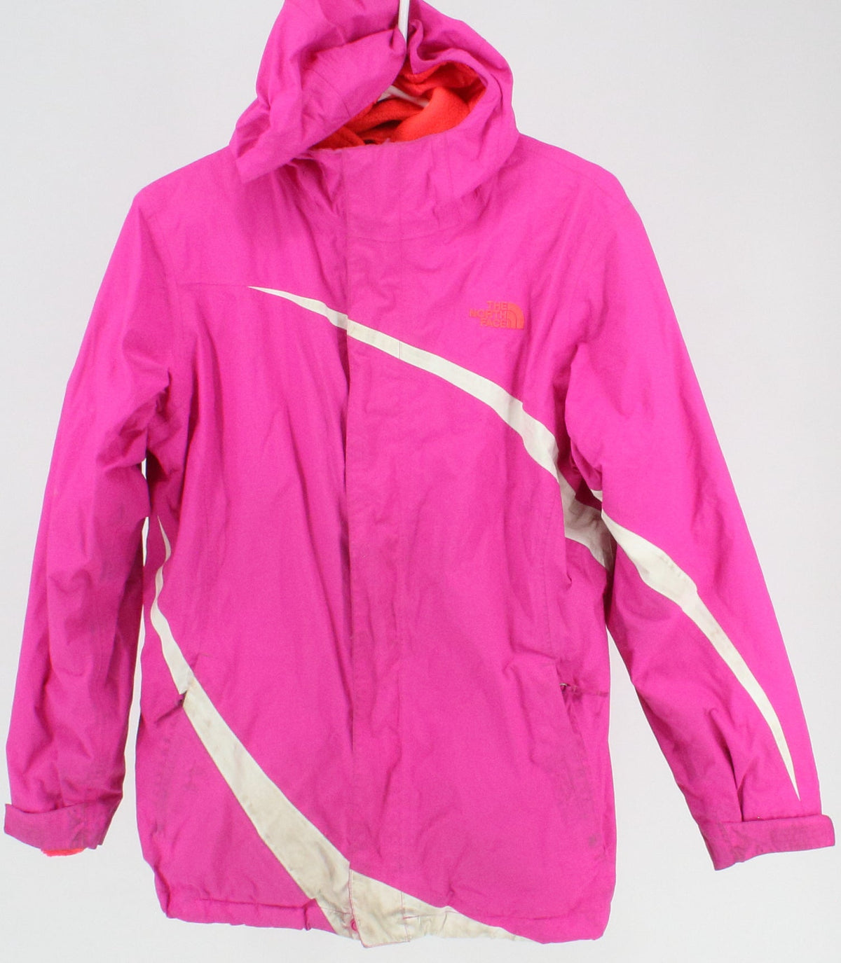 The North Face Neon Pink Girl's Hooded Jacket With Sherpa Lining