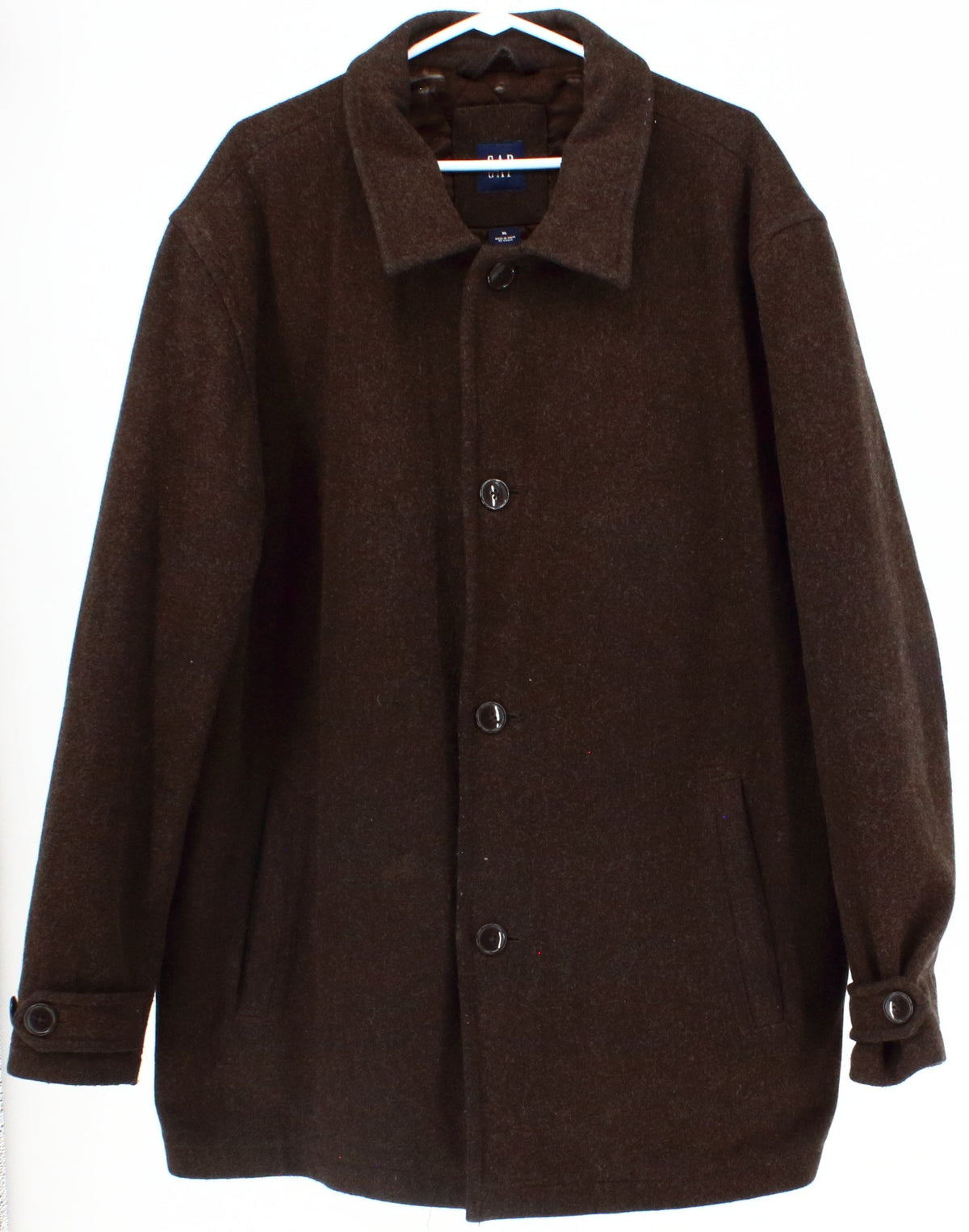 Gap Dark Brown Men's Wool Coat With Quilt Lining
