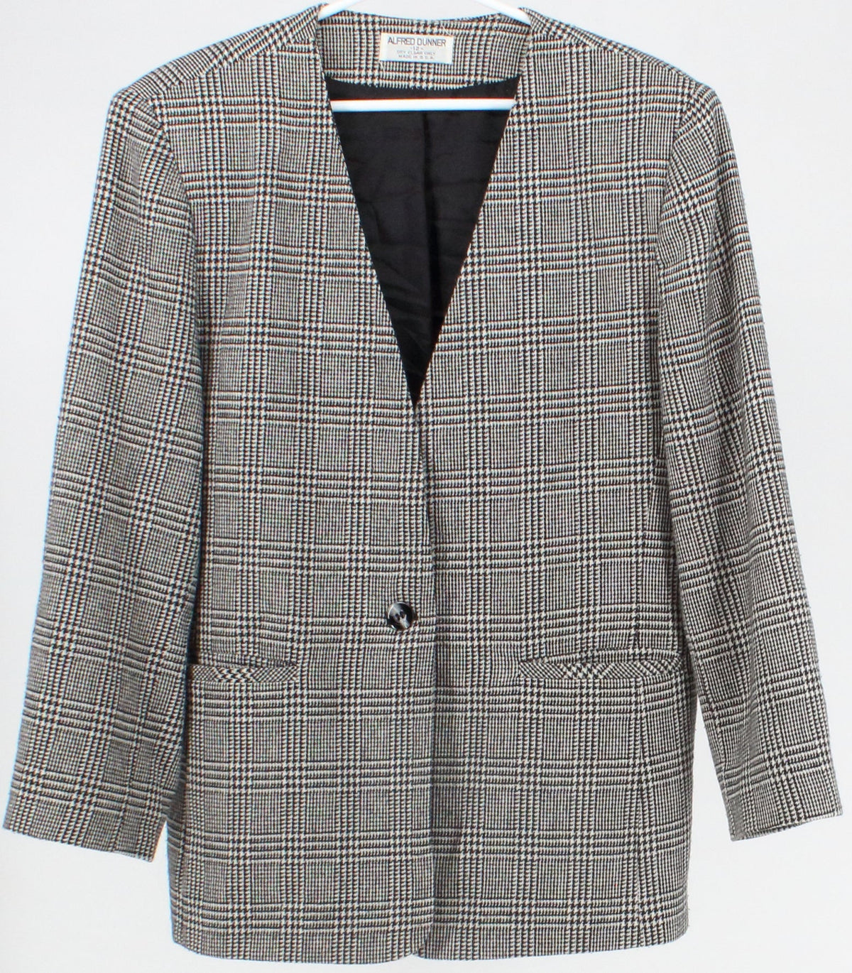 Alfred Dunner Black & White Plaid Women's Blazer