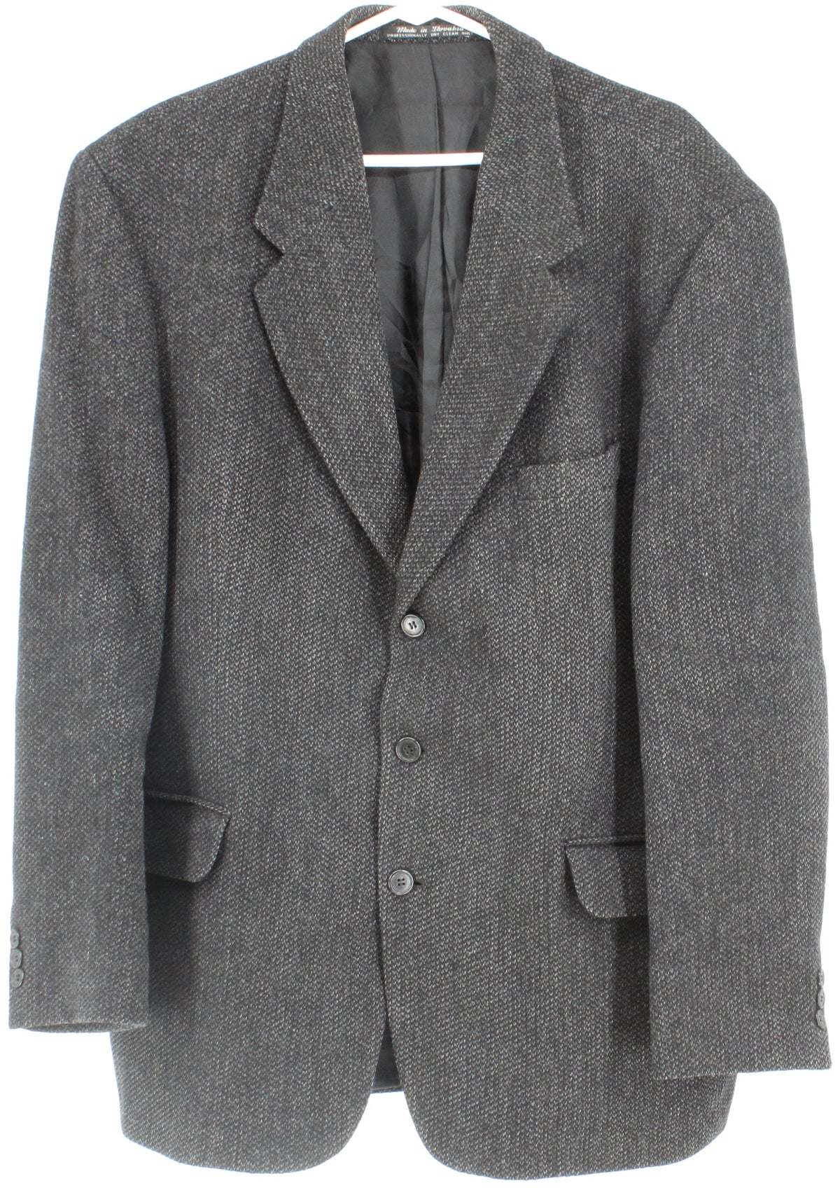 Wall Street Collection Black and Grey Wool Blazer