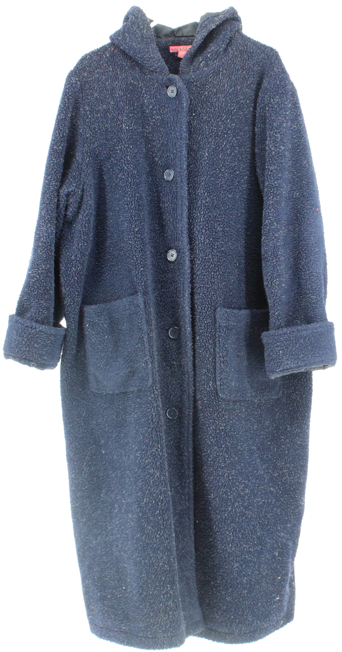 Woman Within Navy Blue Teddy Hooded Long Coat