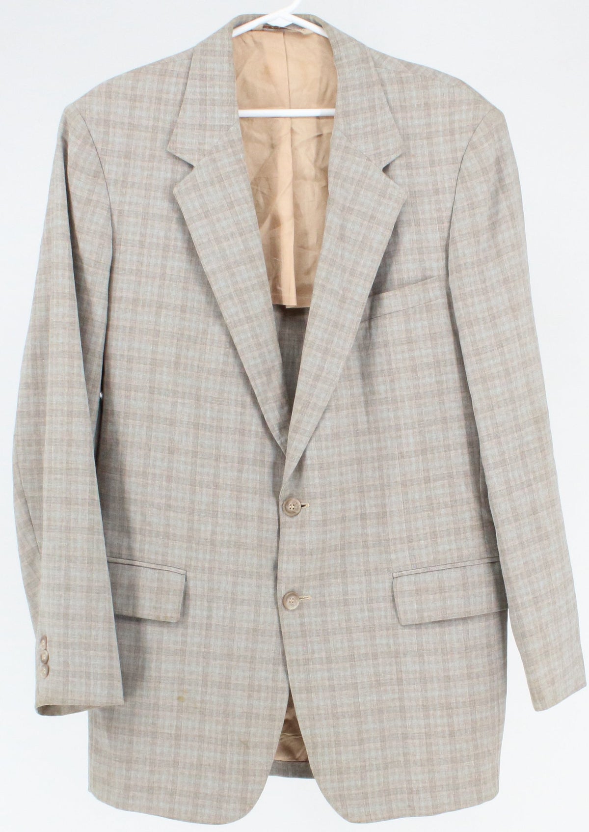 Oakton Ltd. Grey Nude and Light Blue Plaid Blazer