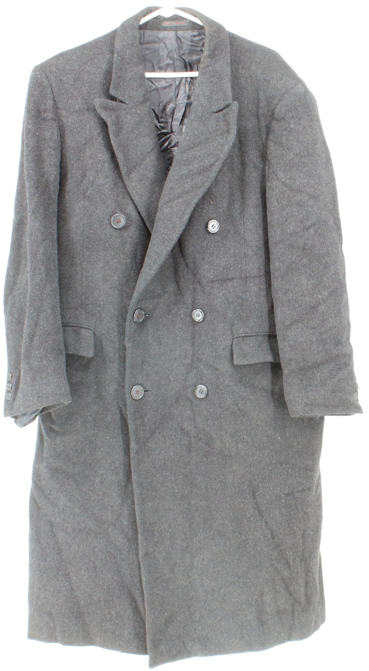 Dark Grey Long Men's Wool Coat