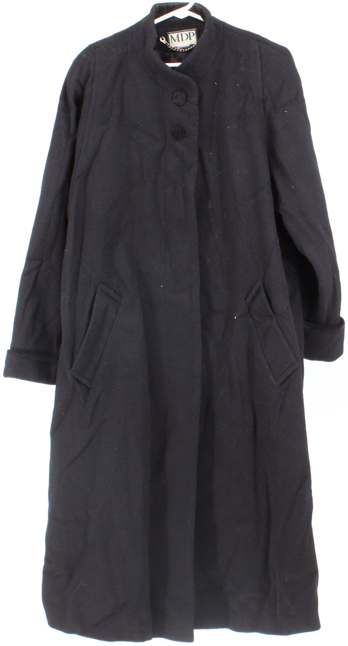 MDP Black Mock Neck Women's Long Coat