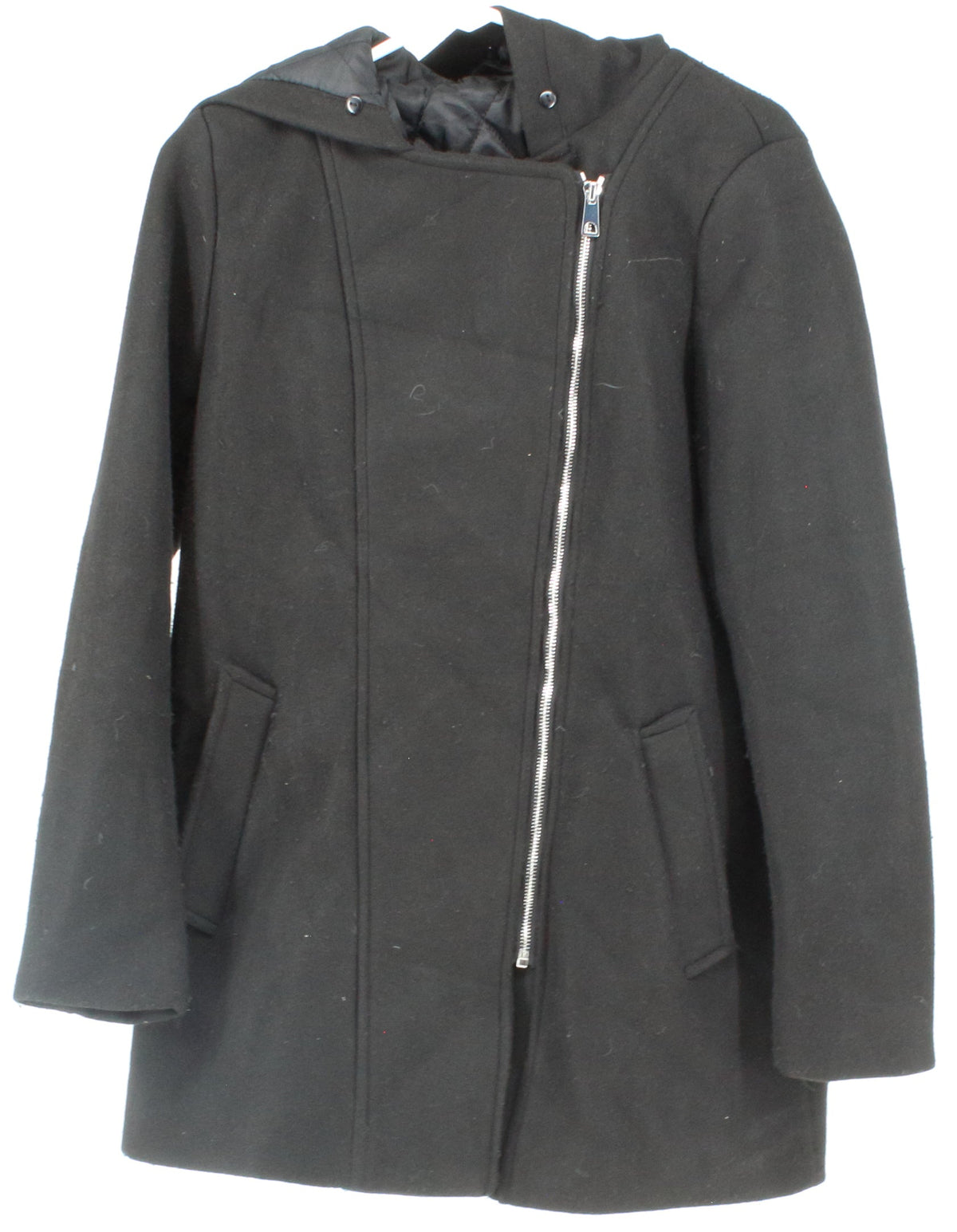 Black Hooded Full Zip Women's Coat