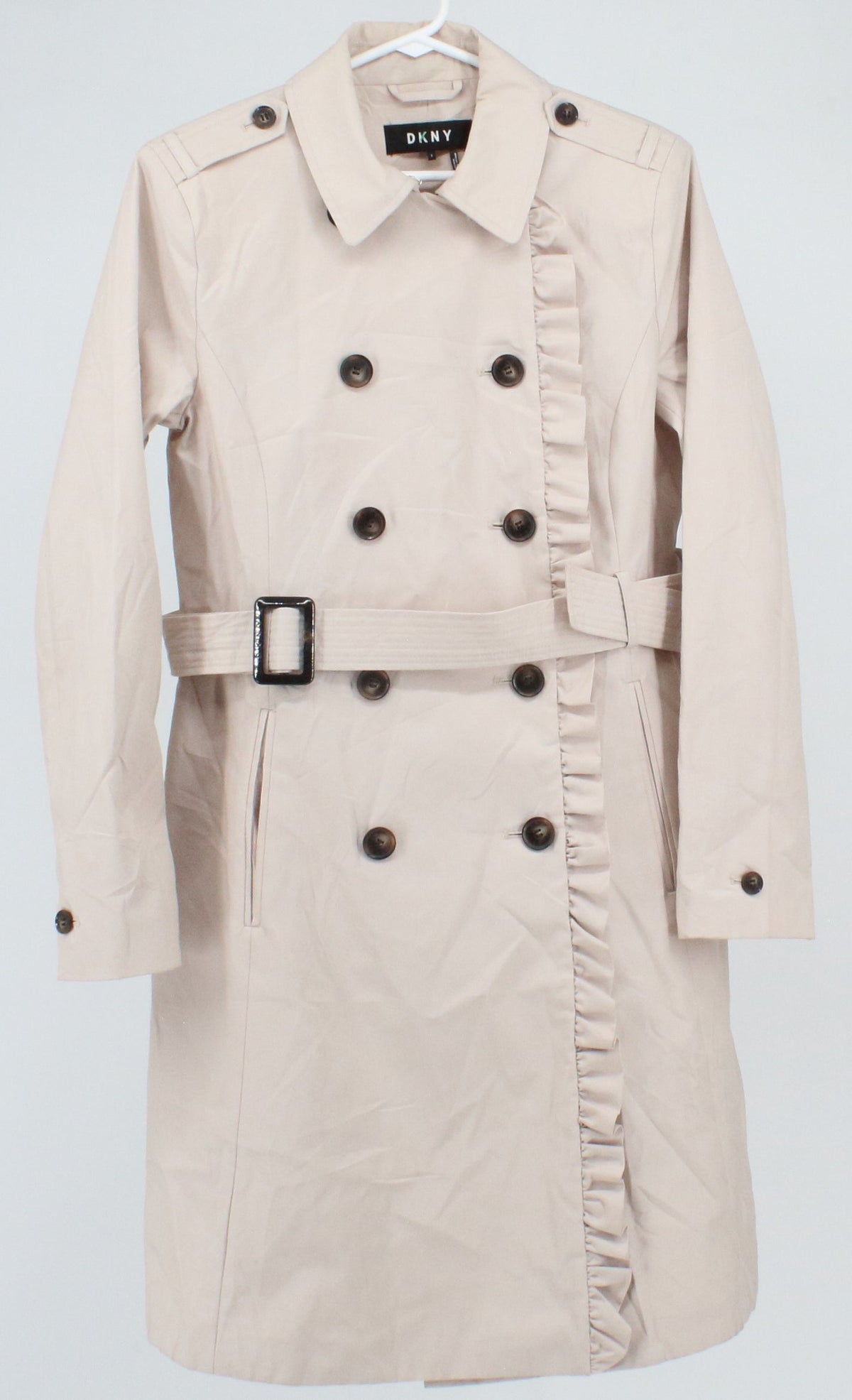 DKNY Women's Light Beige Mid Coat