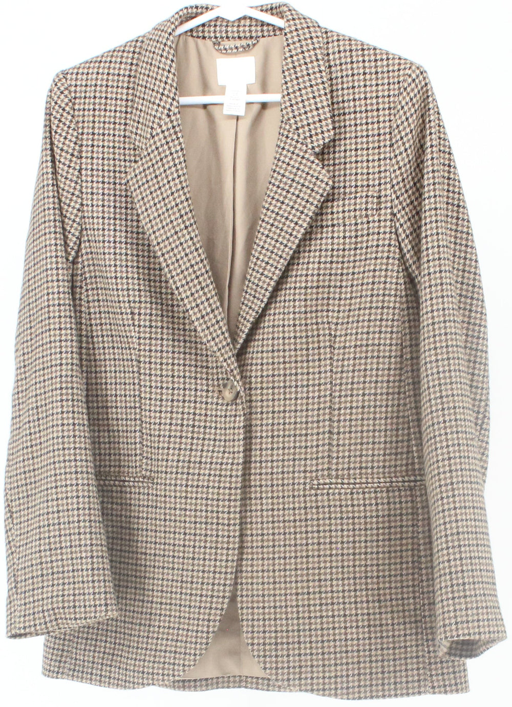 H&M Beige and Black Pied de Poule Women's Blazer