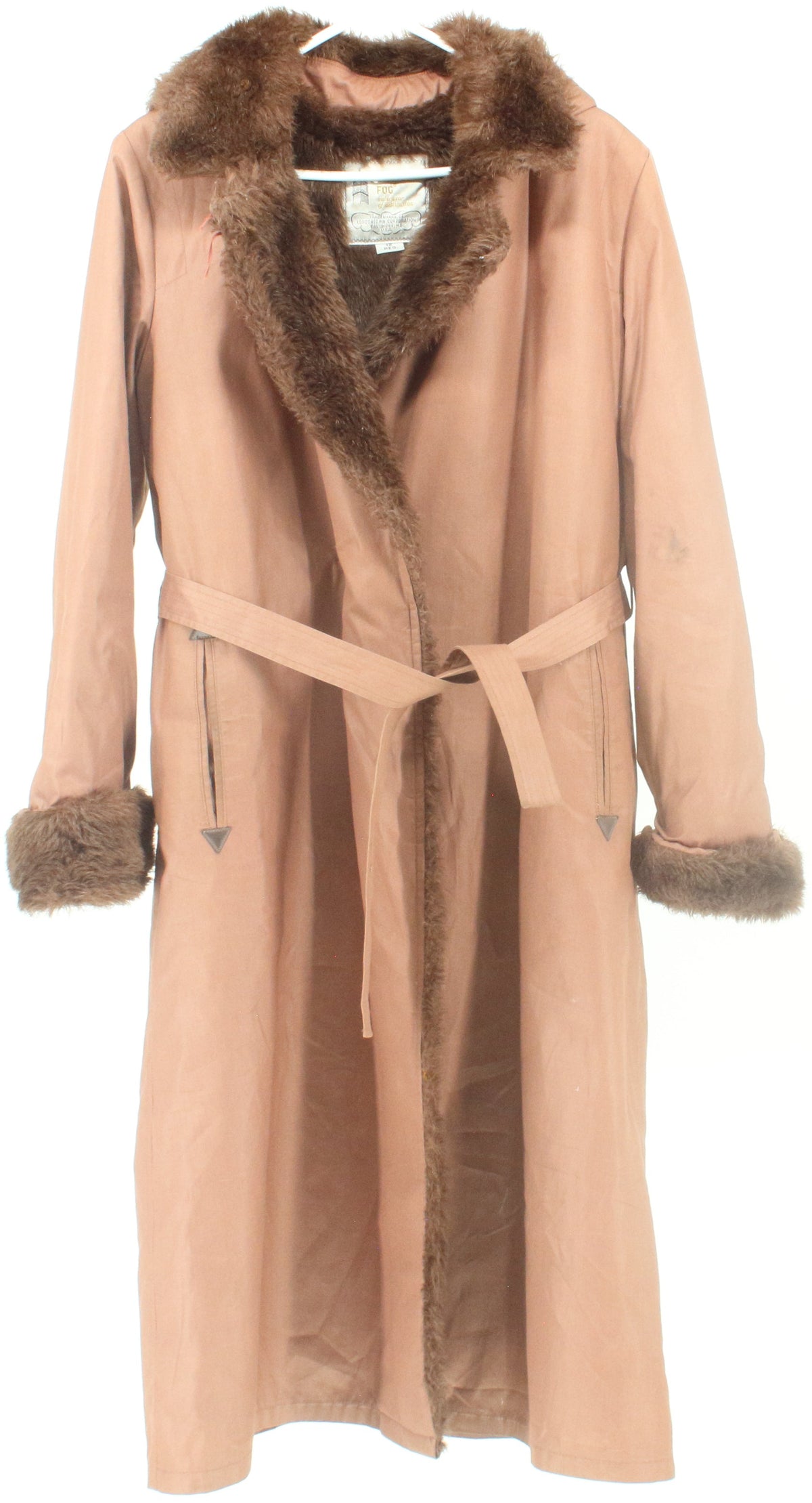 London Fog Brown Hooded Women's Coat With Fur Lining