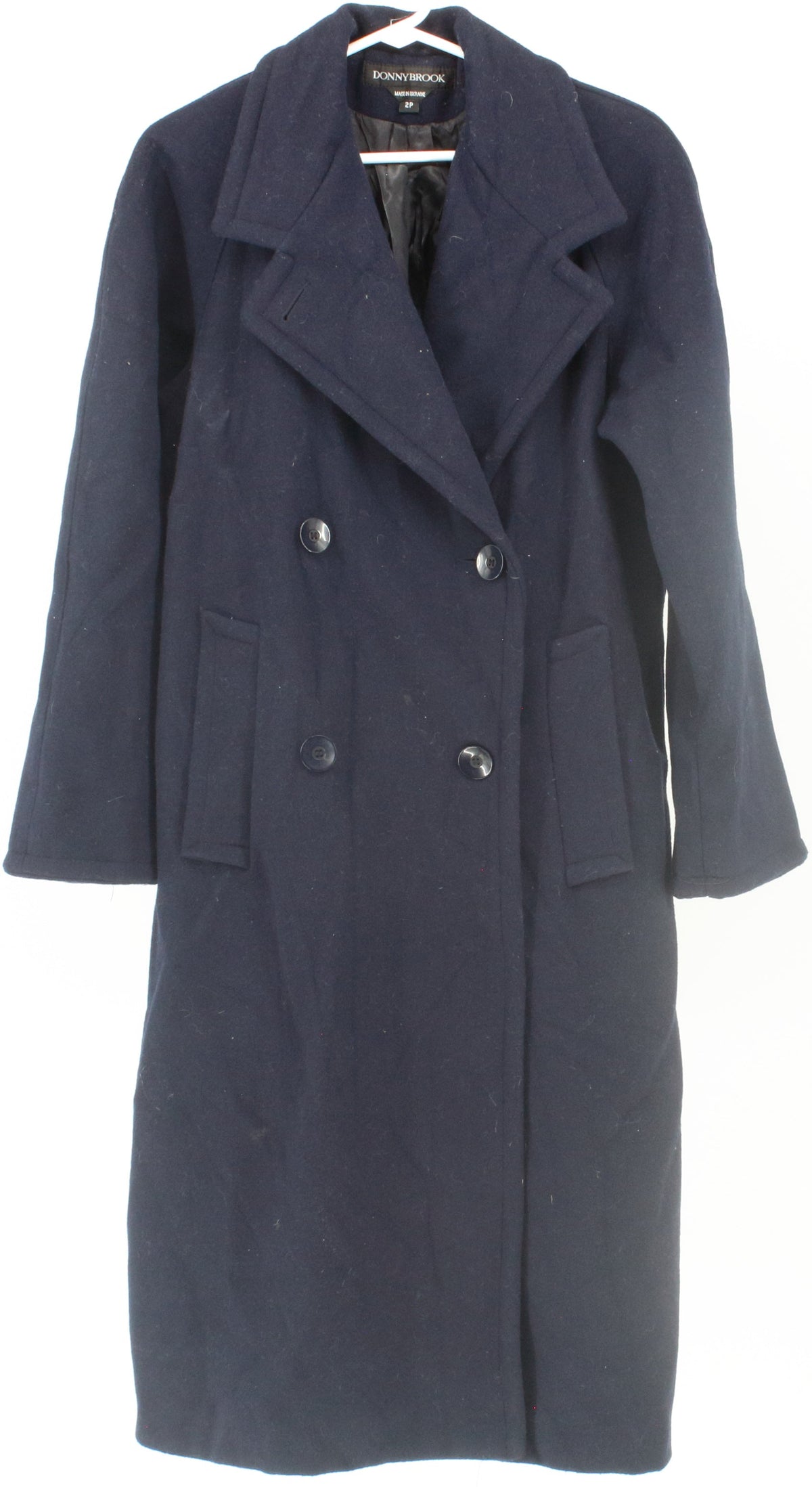 Donny Brook Navy Blue Wool Women's Long Coat
