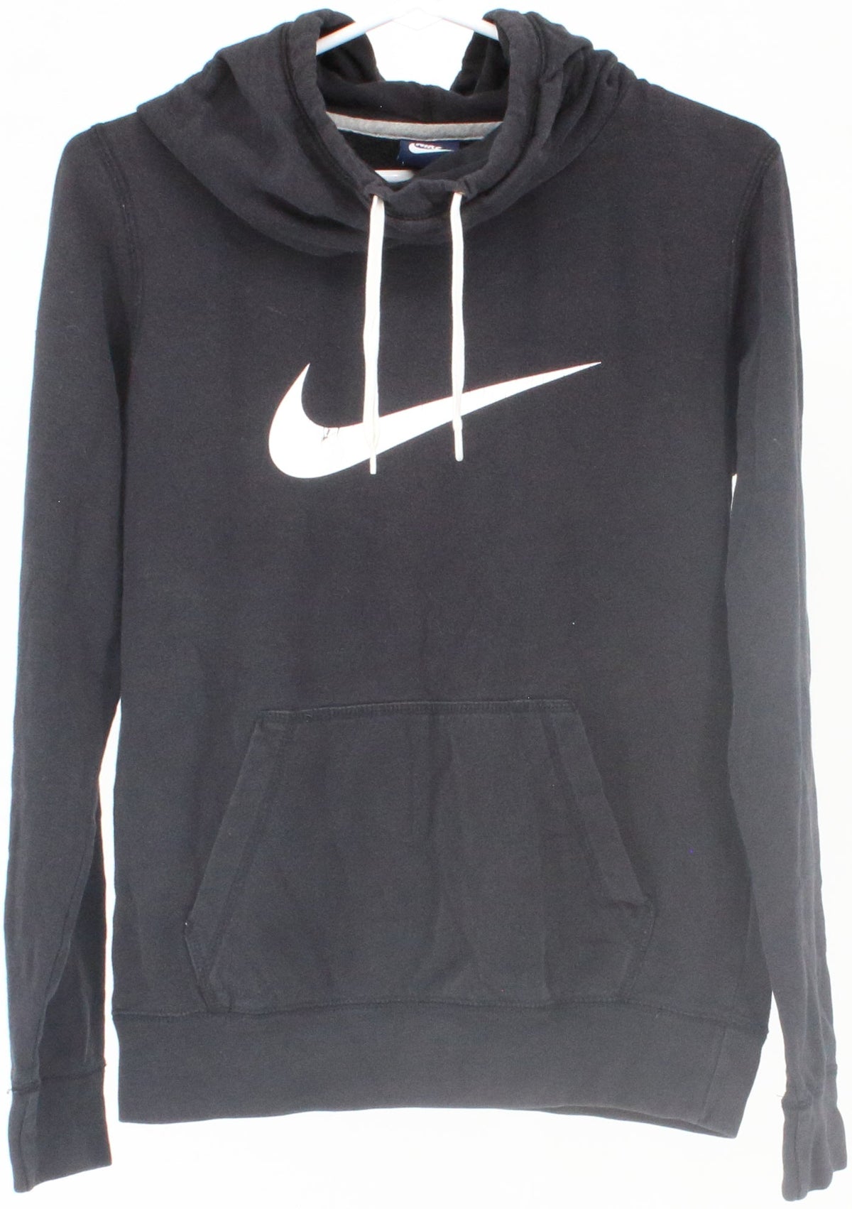 Nike Black Hooded Sweatshirt With White Front Logo