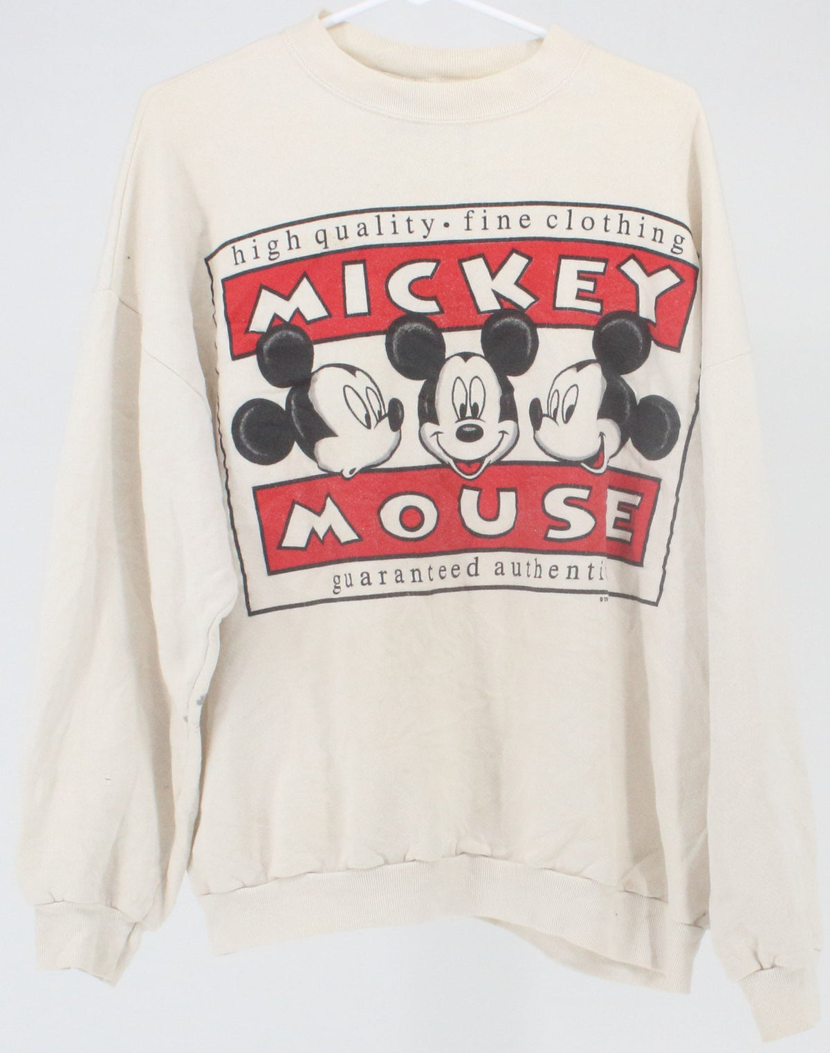 Mickey Unlimited Mickey Mouse Front Print Off White Sweatshirt