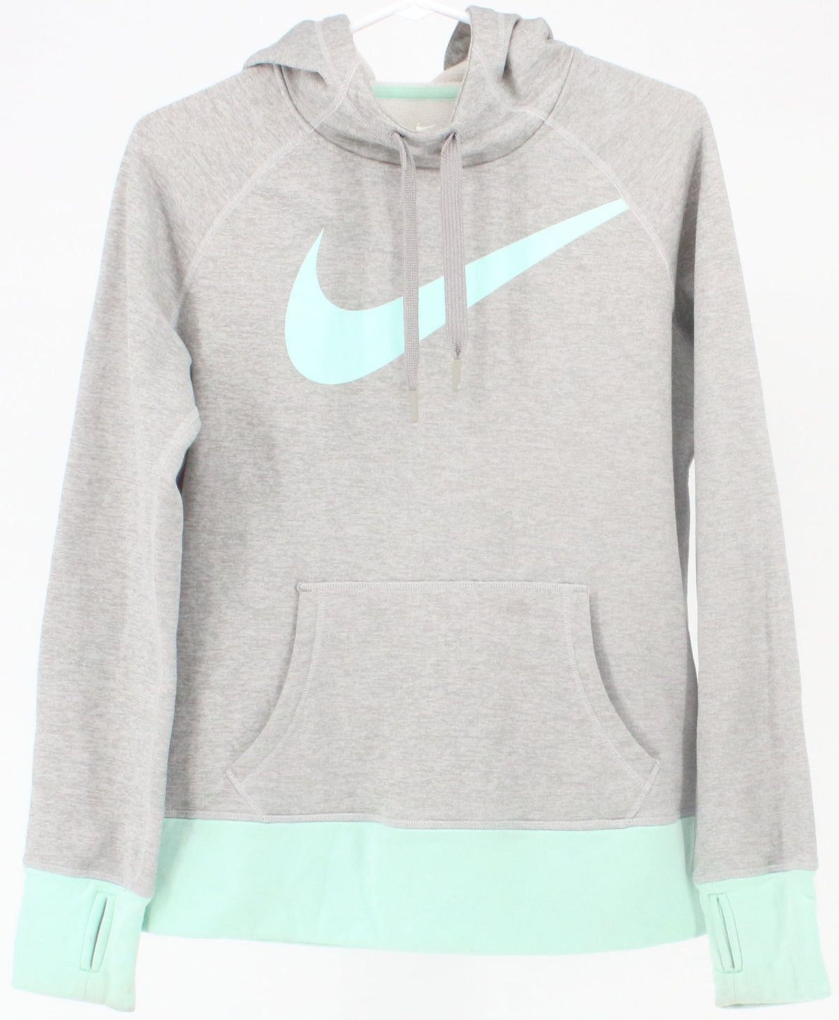 Nike Therma-Fit Grey and Light Green Hooded Sweatshirt