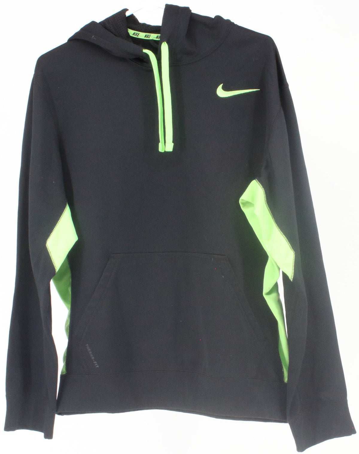 Nike Therma-Fit Black and Lime Green Hooded Sweatshirt