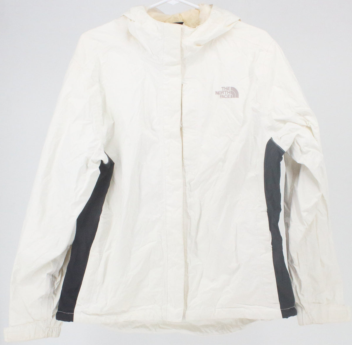 The North Face HyVent White and Black Hooded Lightweight Women's Nylon Jacket