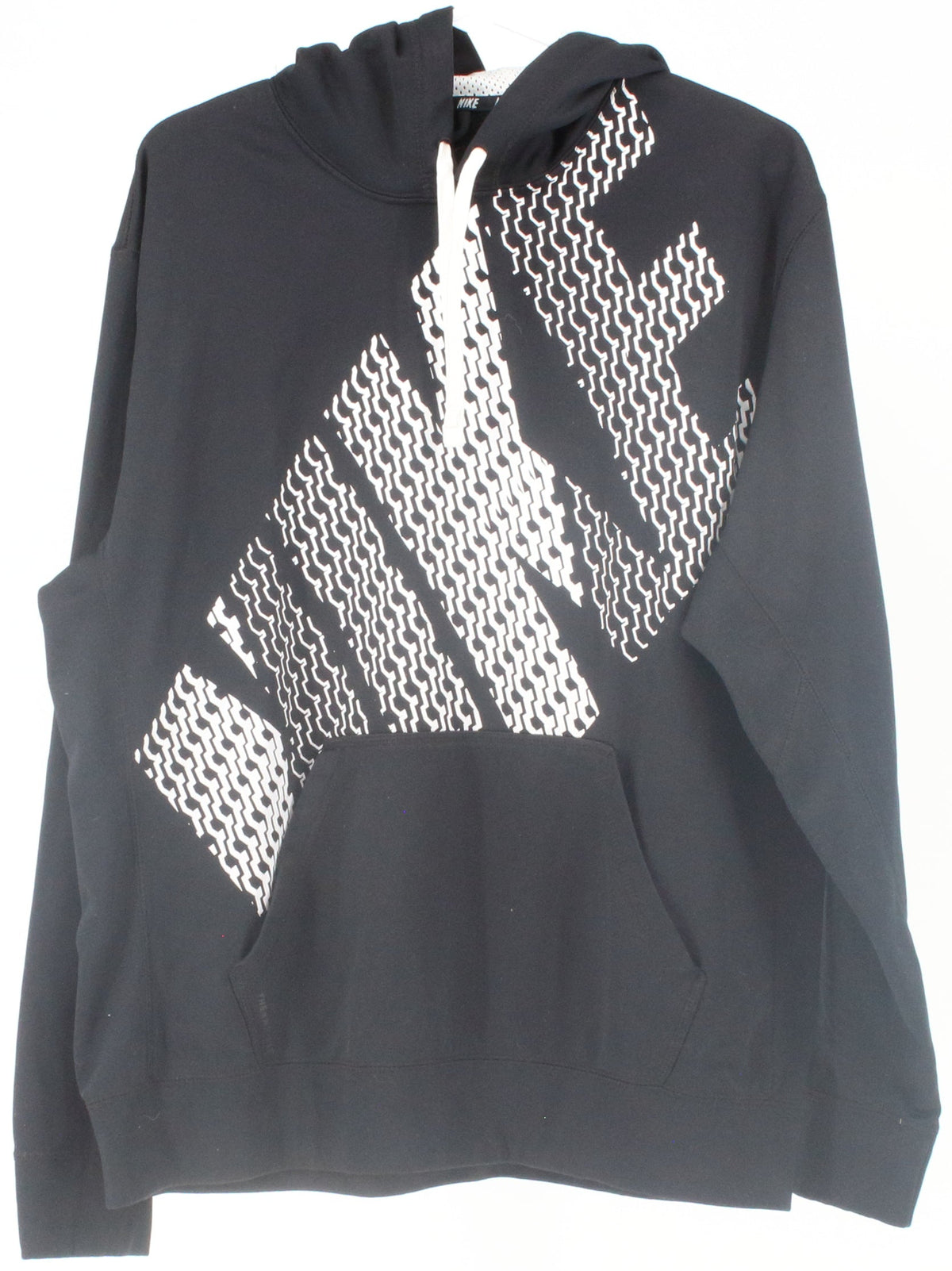 Nike Therma Fit Black and White Front Silk Print Hooded Sweatshirt