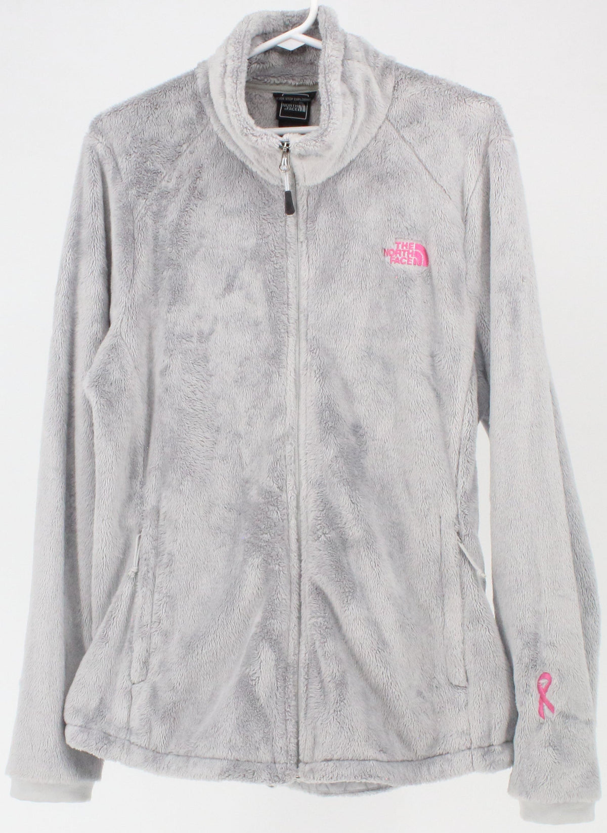 The North Face Grey Women's Fleece With Pink Logo