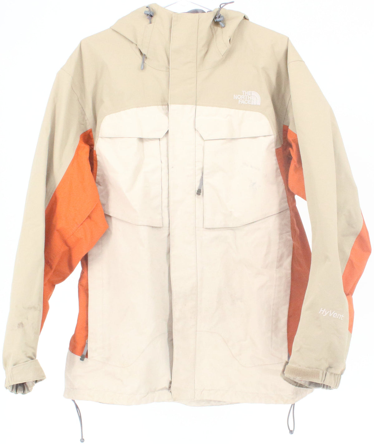 The North Face HyVent Beige and Orange Hooded Men's Jacket