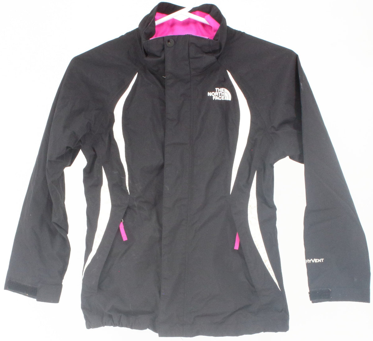 The North Face HyVent Black Pink and White Children's Jacket