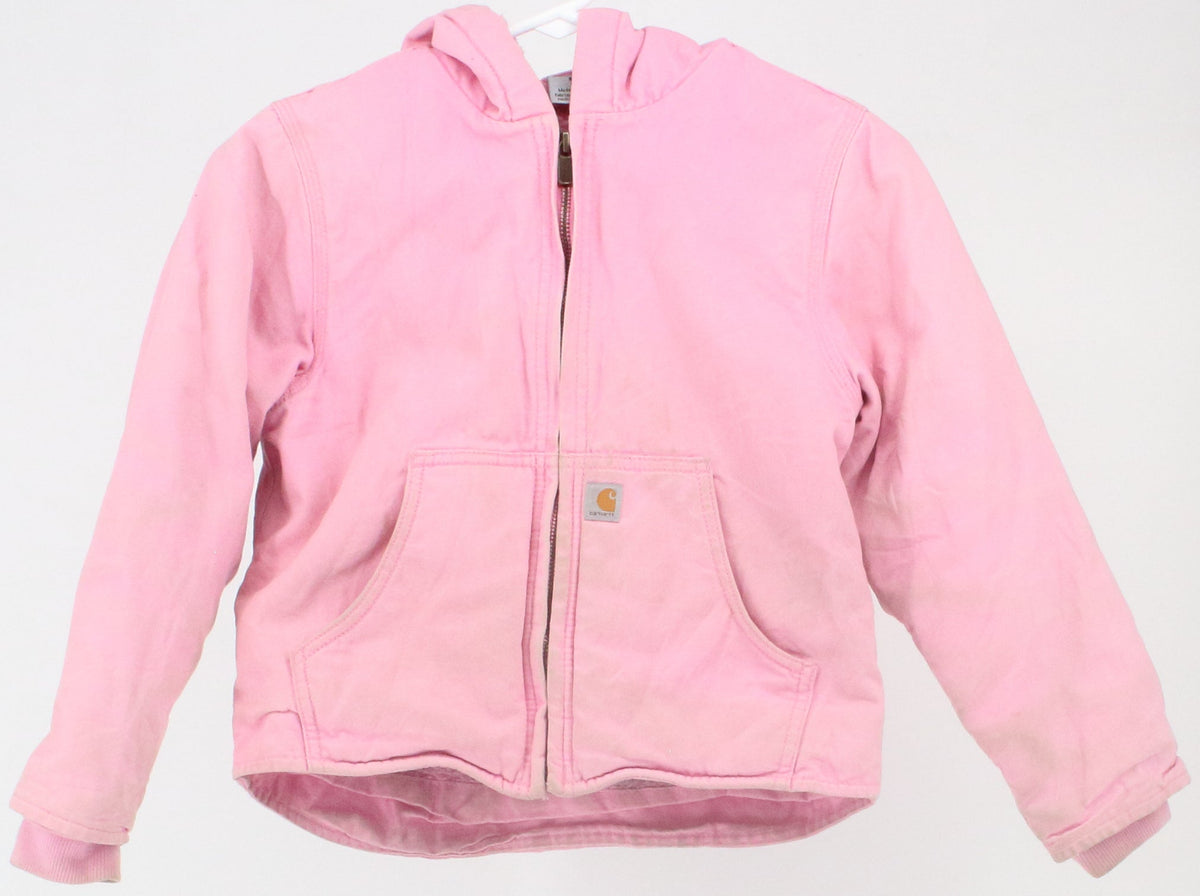 Carhartt Light Pink Hooded Children's Jacket With Sherpa Lining