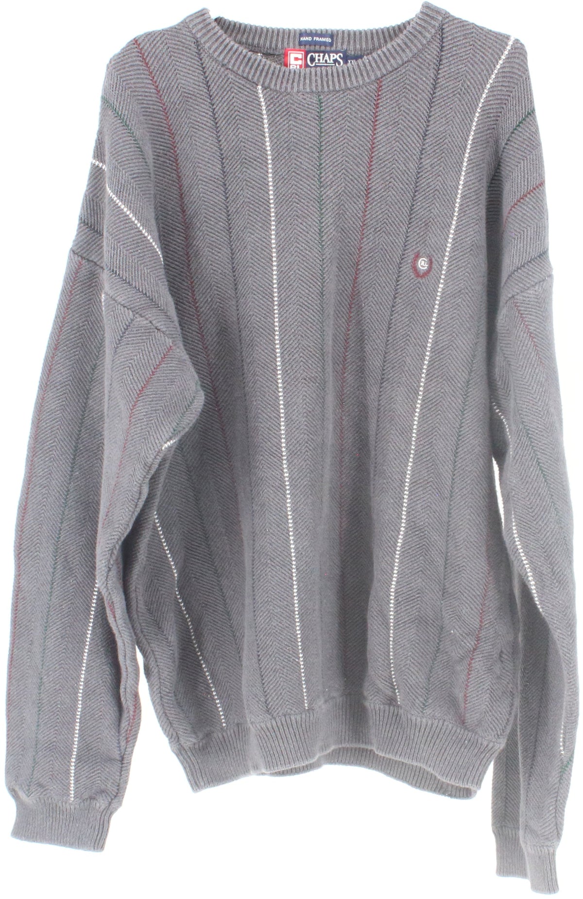 Chaps Ralph Lauren Hand Framed Grey Striped Men's Sweater