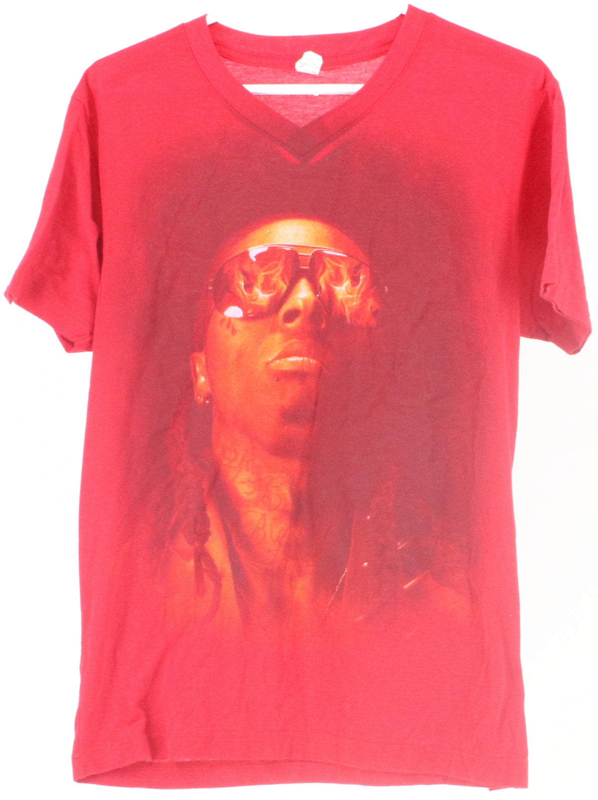 Tultex Red V Neck Graphic Band Tee