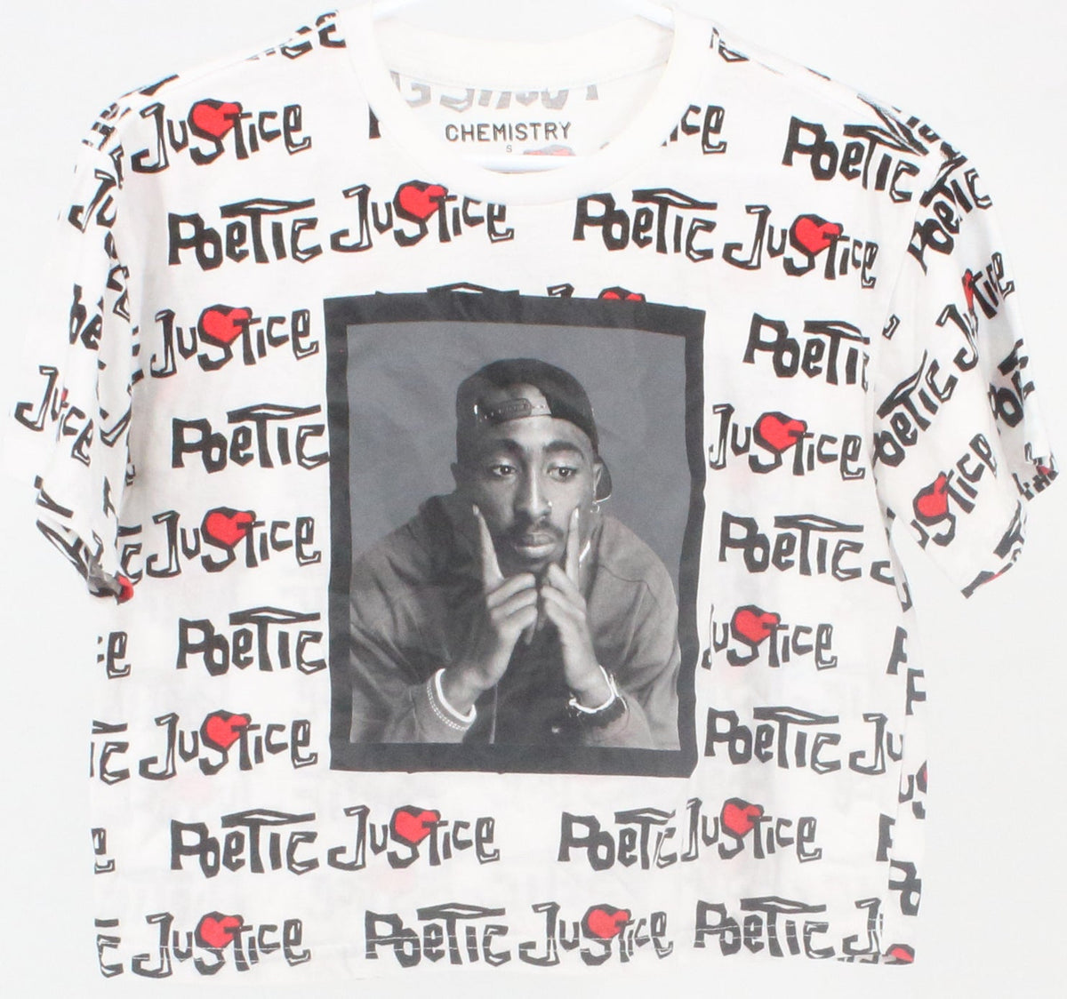Chemistry Poetic Justice White Graphic Cropped T-Shirt