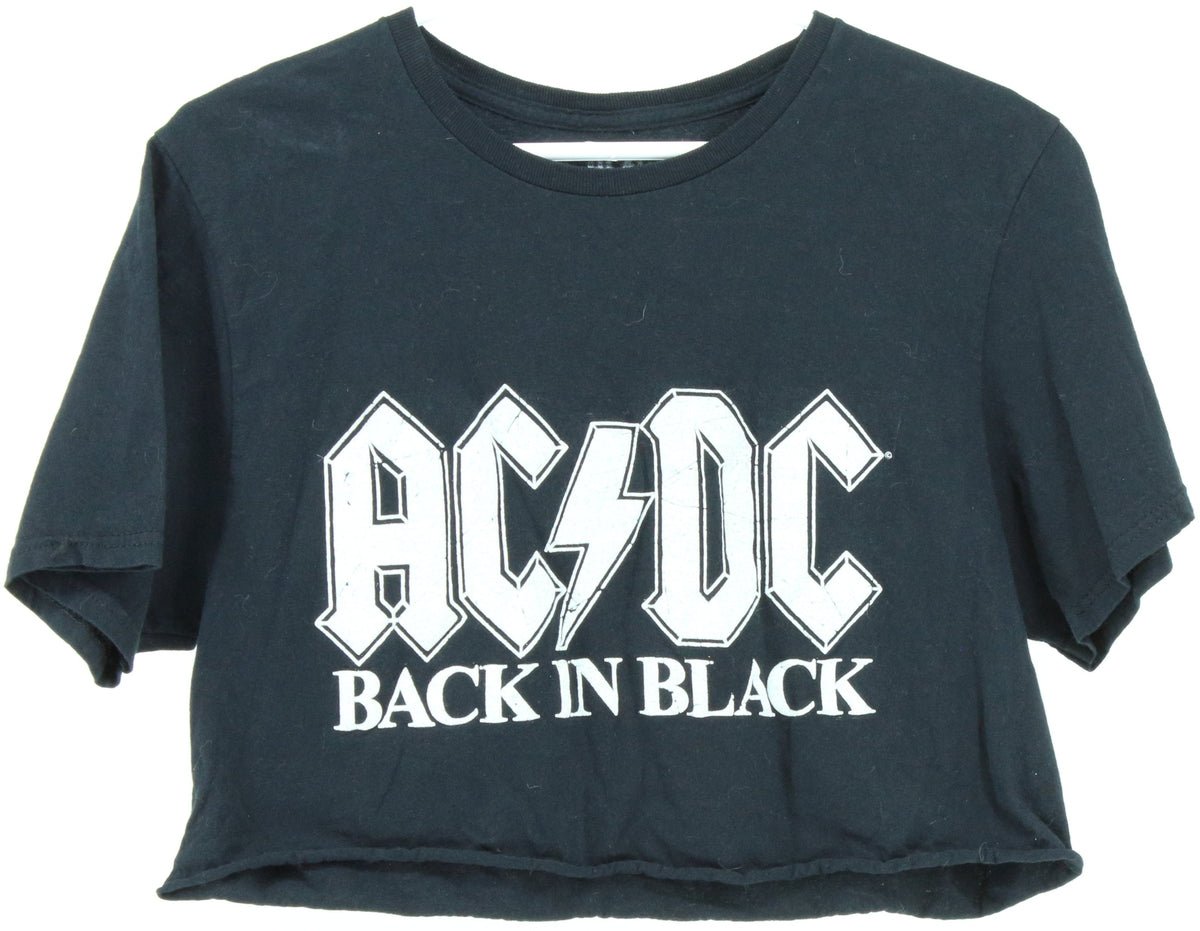 ACDC Back in Black Cropped Band Tee