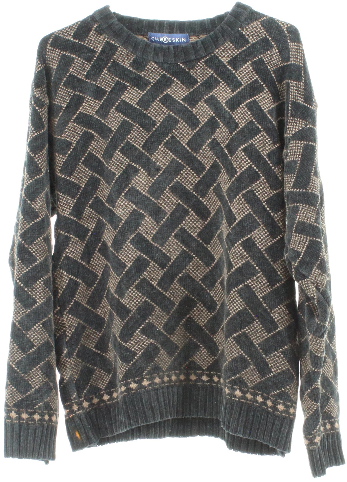Chereskin Black and Brown Velvet Men's Sweater