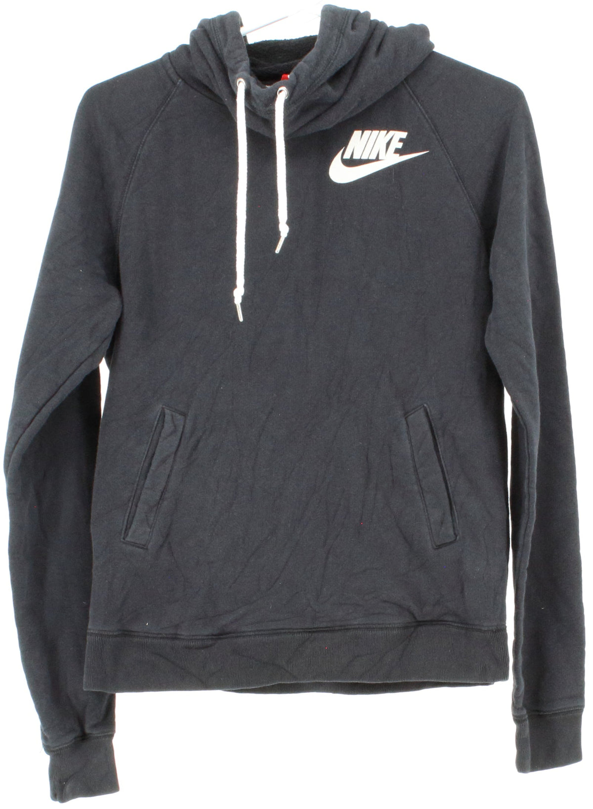 Nike Black Hoodie With White Front Silk Logo