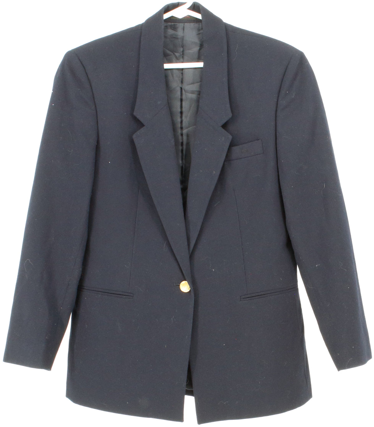 R&R Navy Blue Women's Wool Blazer With Gold Buttons