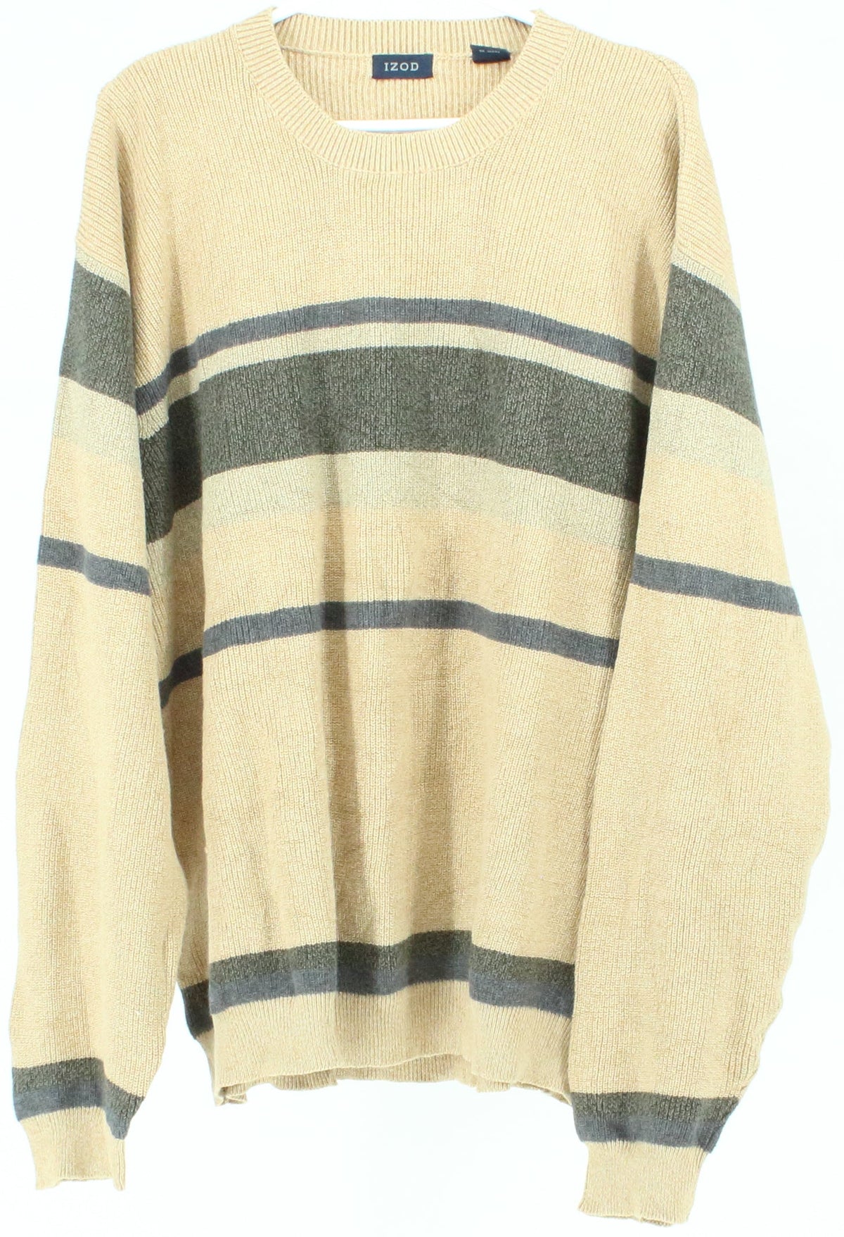 Izod Beige Blue and Green Striped Men's Sweater