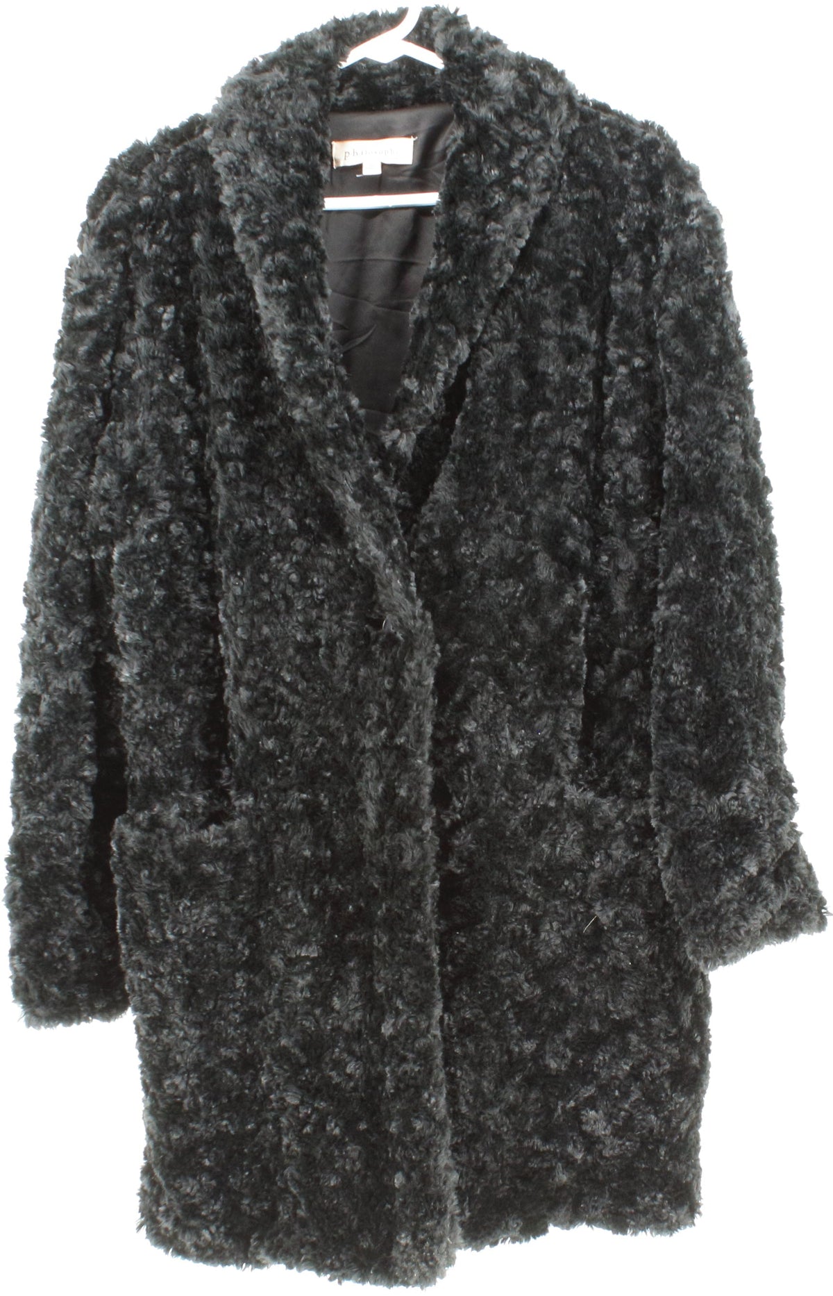 Philosophy Black Faux Fur Women's Mid Coat