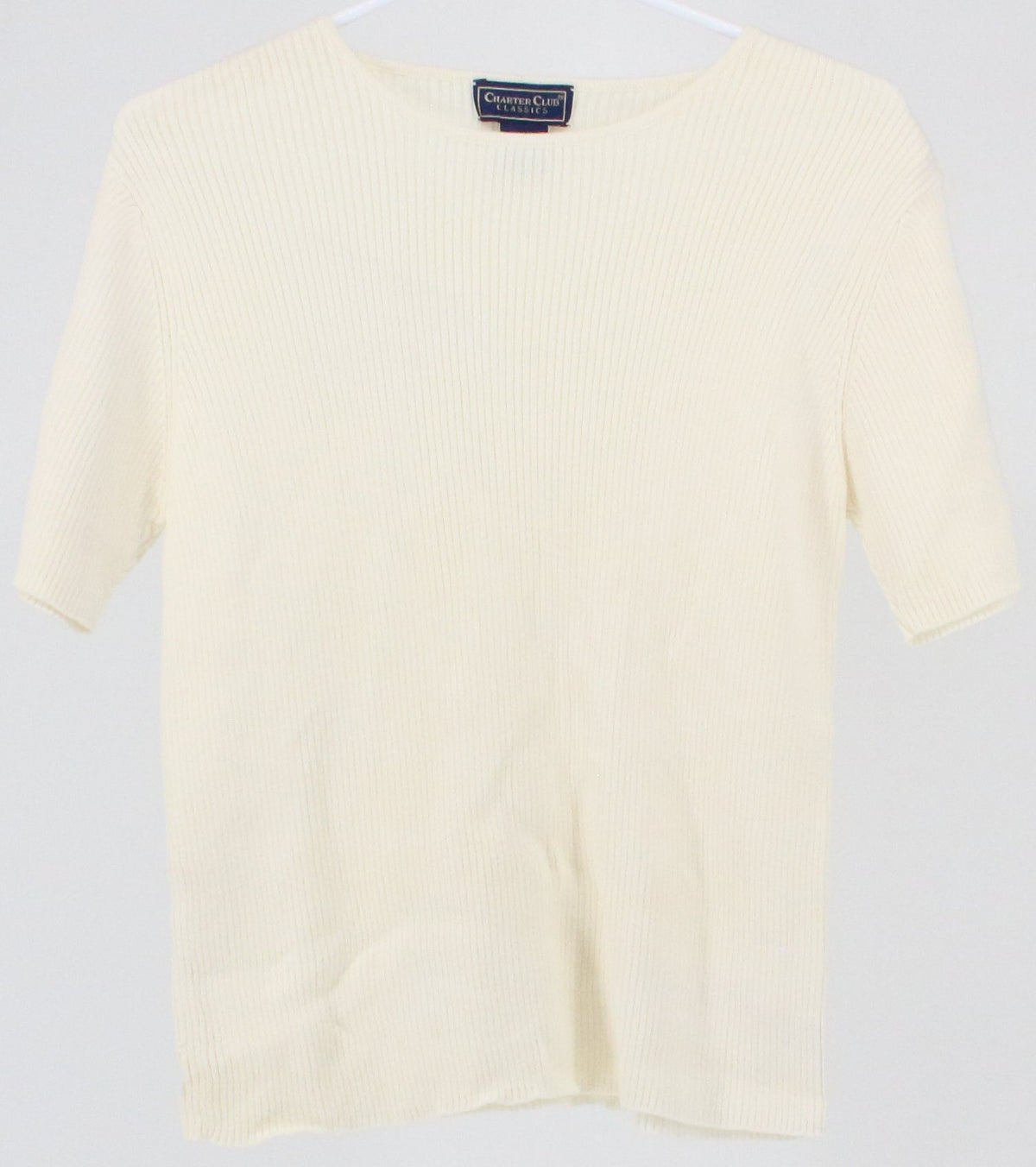 Charter Club Classics Off White Short Sleeve Women's Sweater