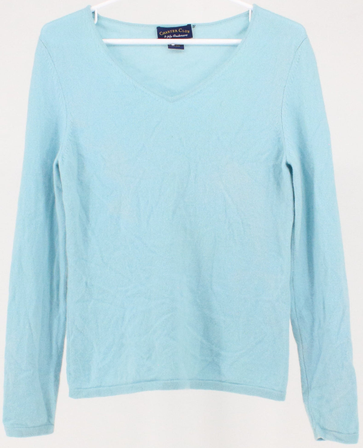 Charter Club Light Blue V Neck Women's Cashmere Sweater