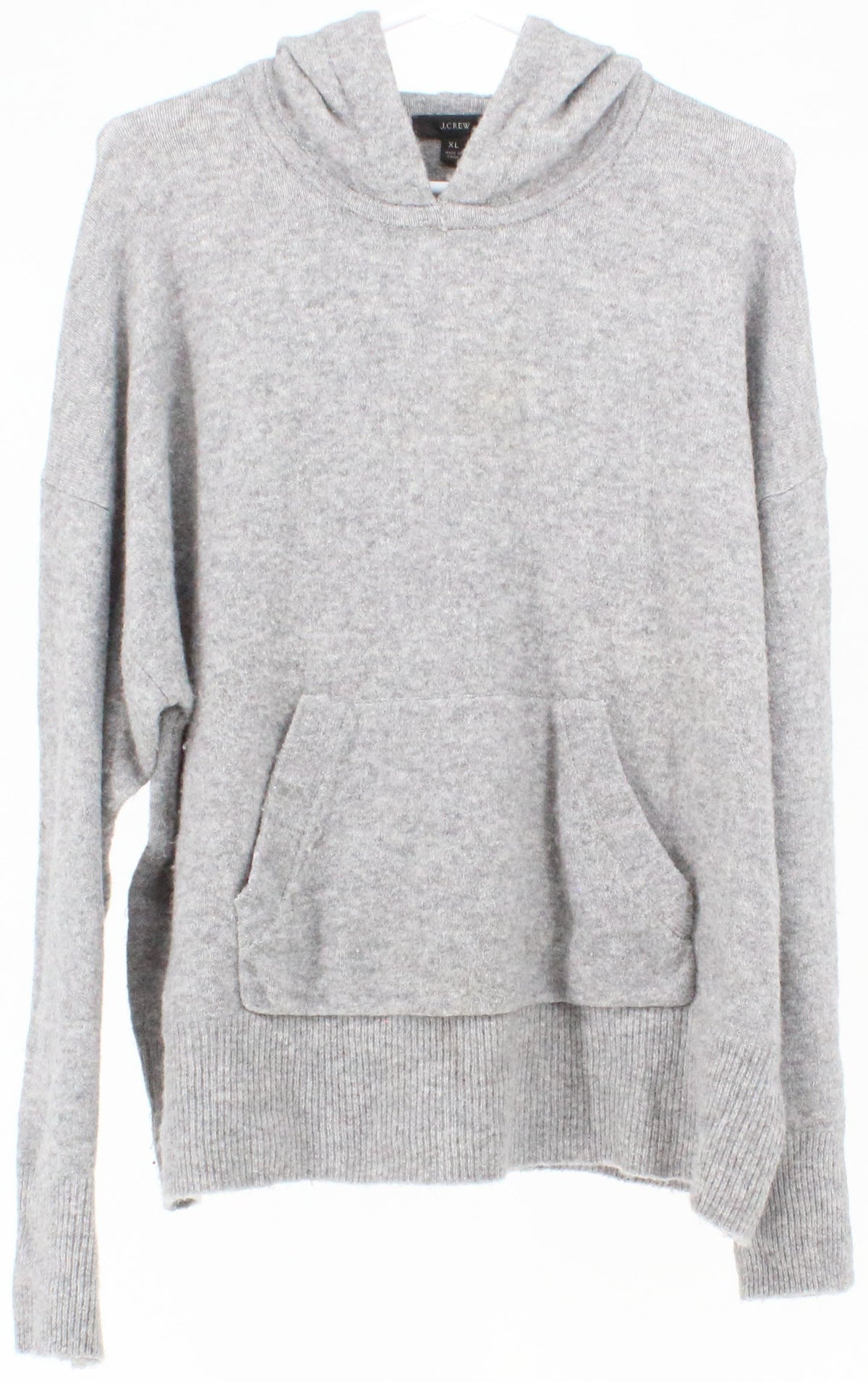 J Crew Light Grey Hooded Women's Wool Sweater