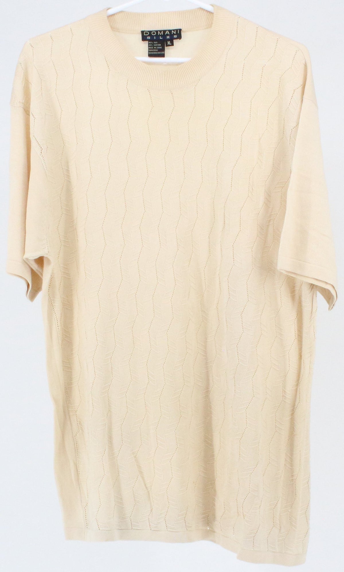 Domani Silks Off White Short Sleeve Women's Silk Sweater