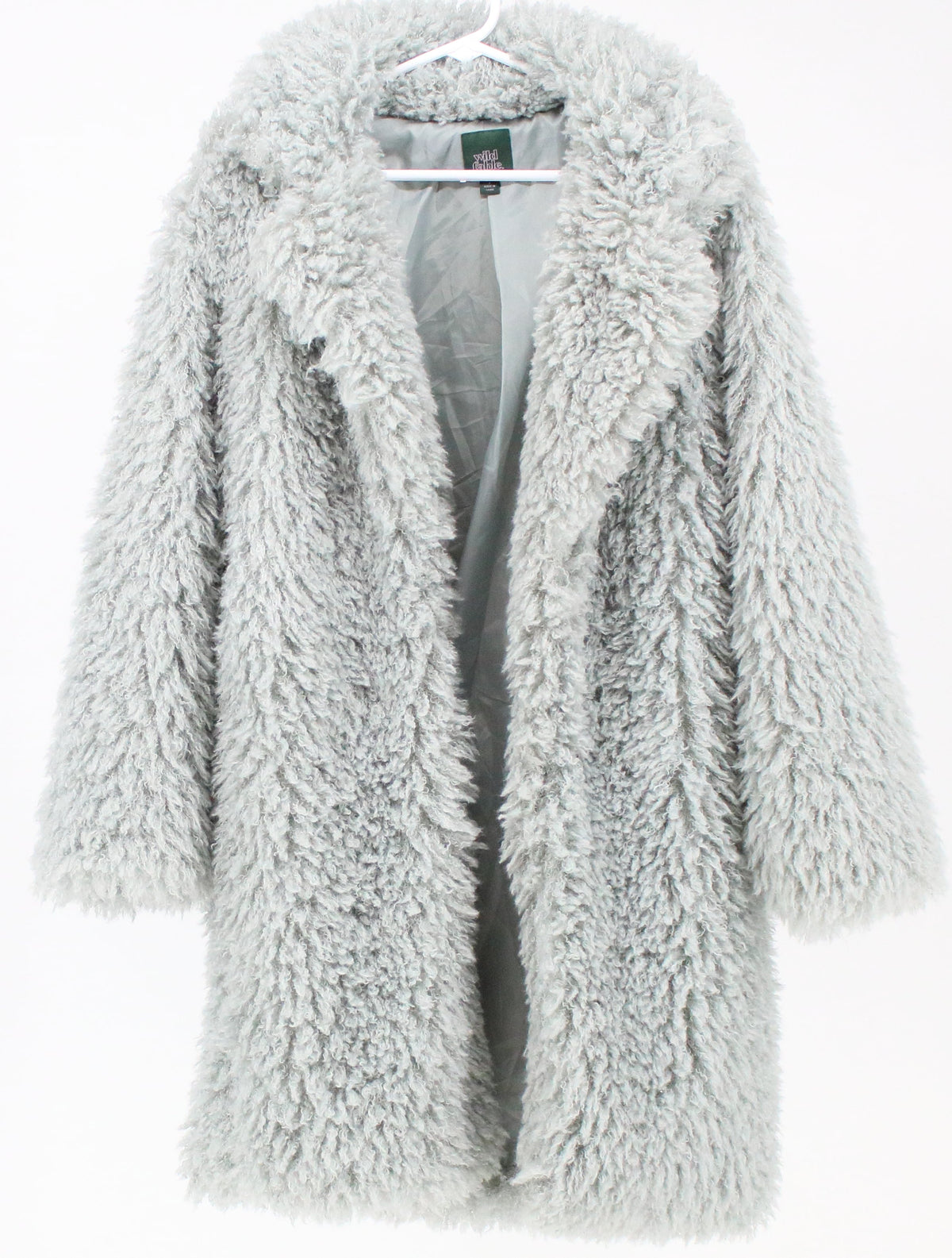 Wild Fable Light Grey Shaggy Fur Women's Open Coat