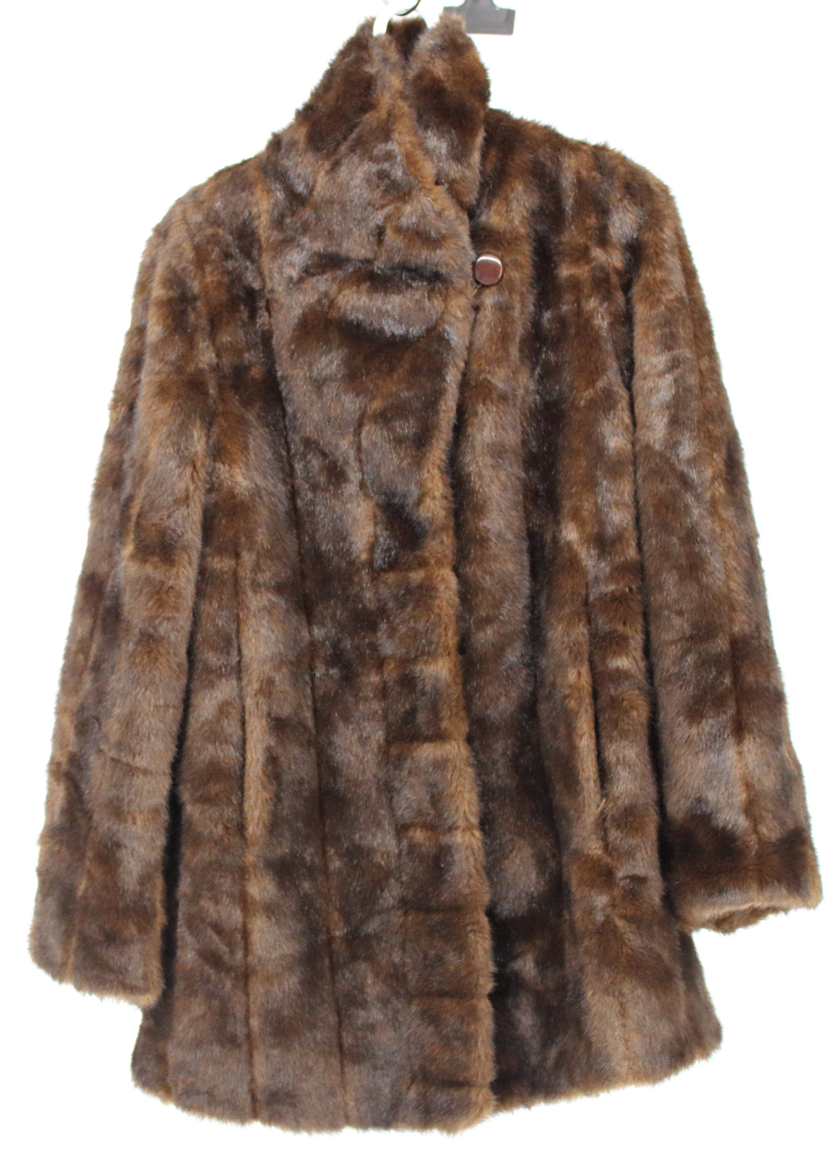 Pamela Mccoy Dark Brown Faux Fur Women's Coat