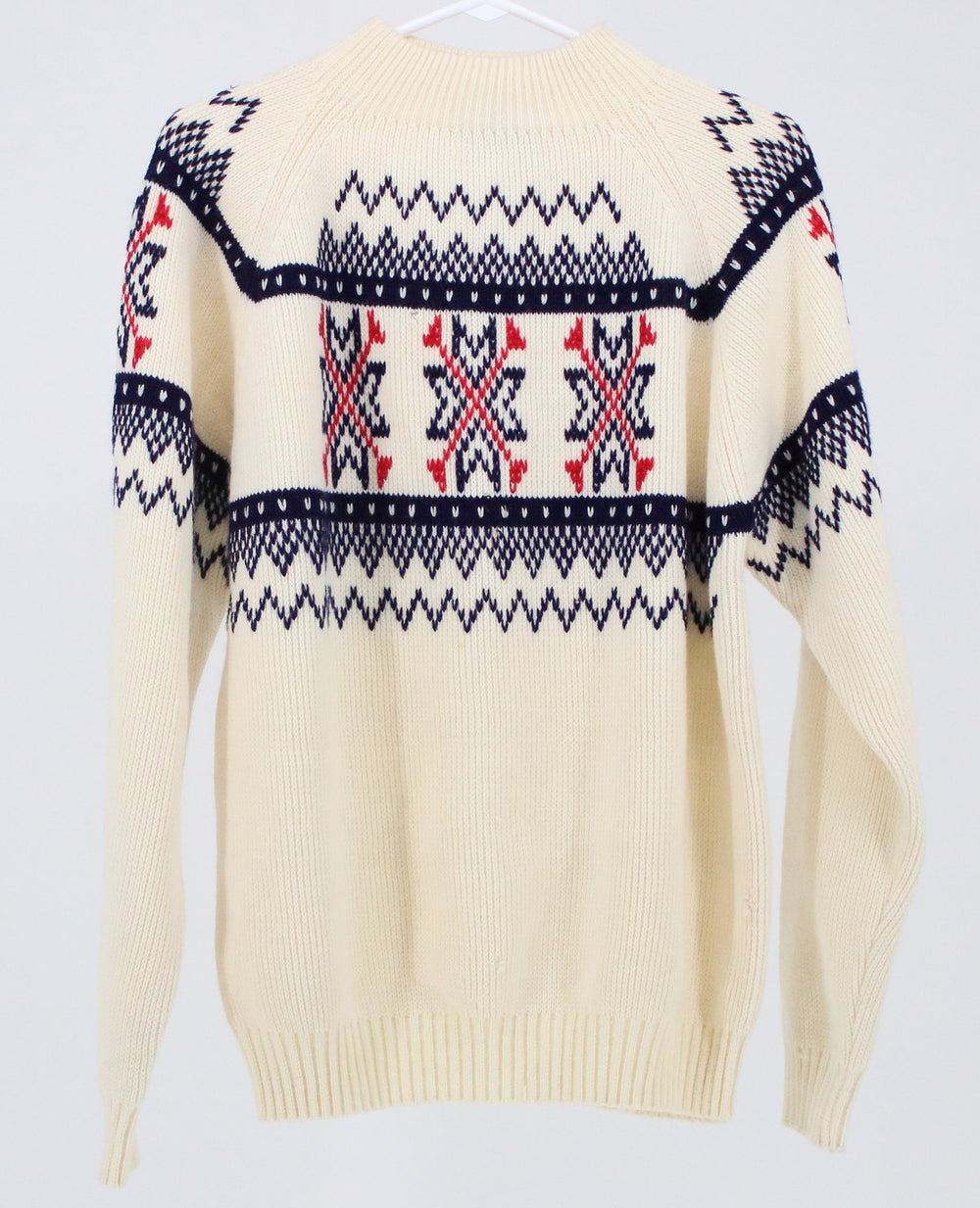 JC Penney Cream Geometric Design Mock Neck Sweater