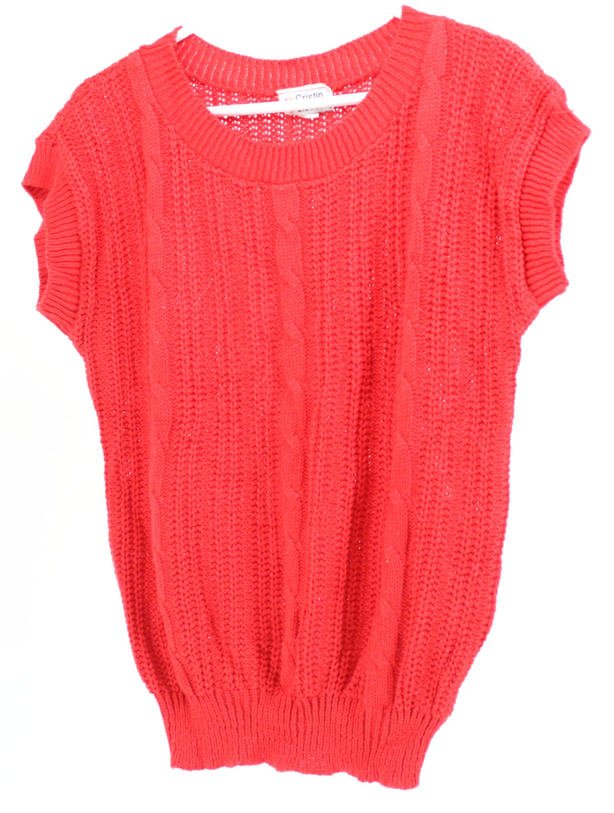 Chrisin Stevens Red Short Sleeve Knitted Sleeveless Sweater