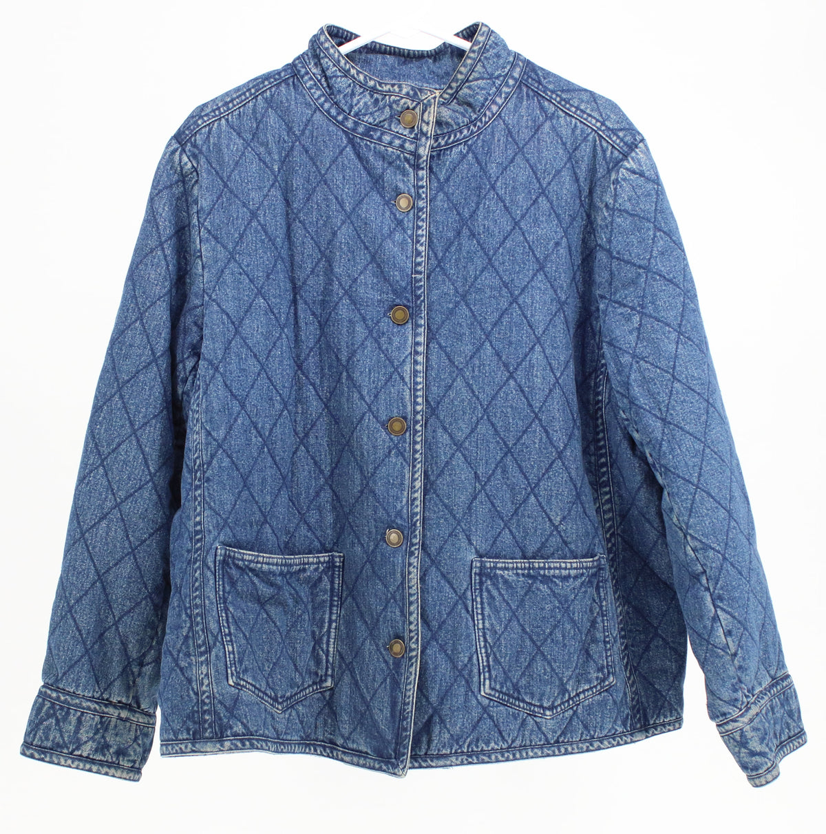 Charter Club Woman Blue Quilted Denim Jacket