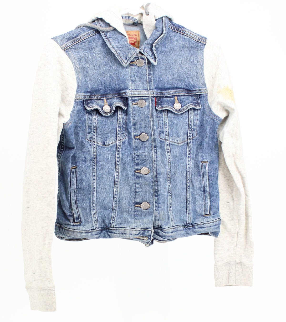 Levis Strauss Blue Wash Denim Grey Hooded Jacket