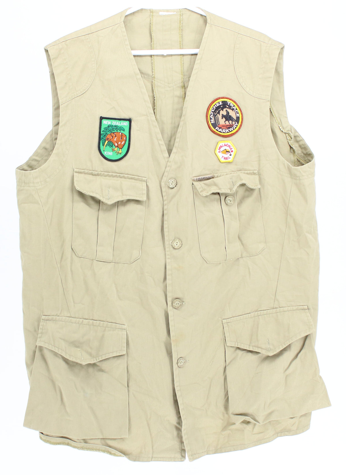 Safari Khaki Patches Cotton Vest